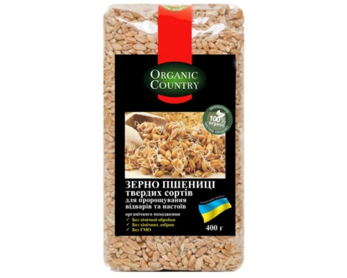 Зерно пшеницы твердых сортов, 400 г, Organic Country