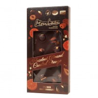 Крафтовий шоколад MonLasa чорний 76% з лісовими горіхами, мигдалем та апельсиновими цукатами на меду 80 г