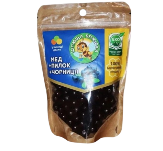 Натуральные конфеты-драже "Цілюща бджілка" с черникой, 150 г