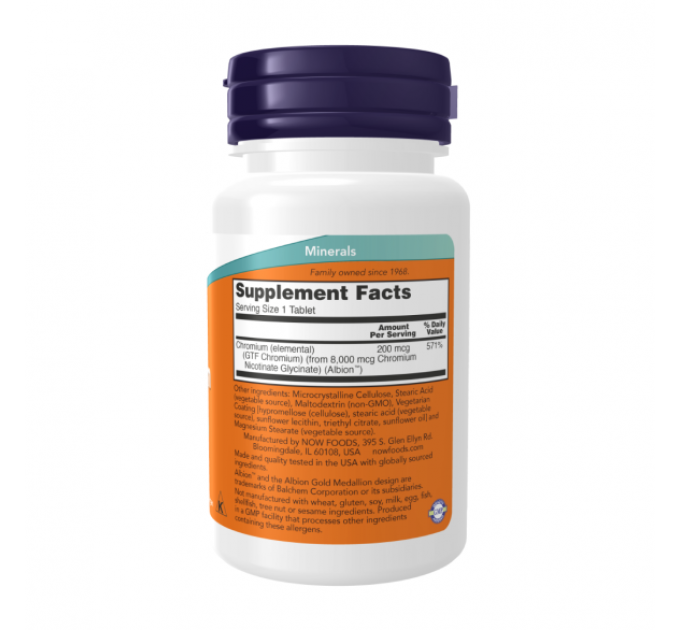 Now Foods GTF Chromium 200 мкг 100 таб