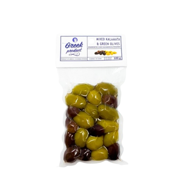 Оливки асорті Каламата та зелені з кісточкою Greek Product 100 г
