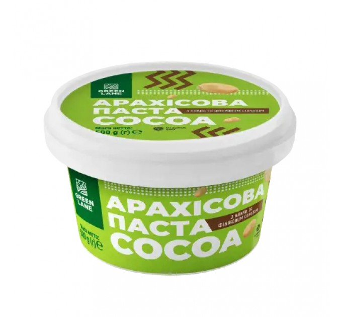 Арахісова паста-кранч Green Lane COCOA CRUNCH з какао та фініковим сиропом, без цукру 500 г