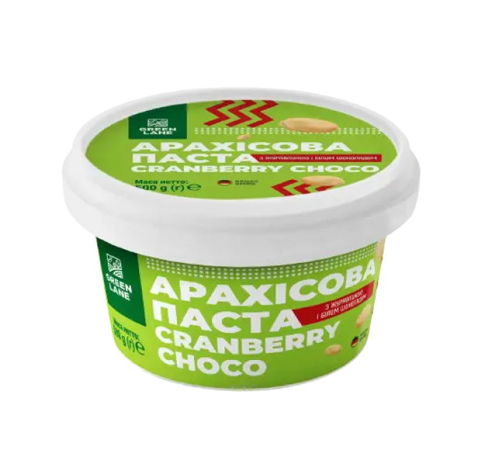 Арахисовая паста Green Lane CRANBERRY CHOCCO с клюквой и белым шоколадом 500 г