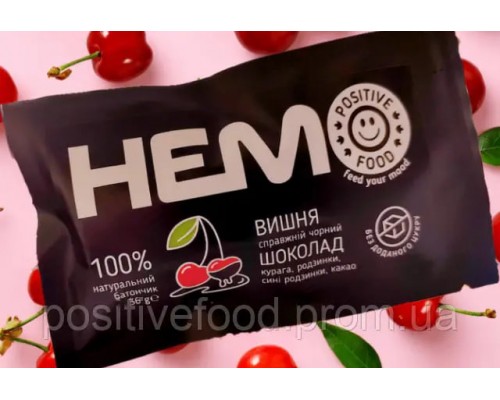 Батончик Positive Food HEMO вишня у шоколаді без цукру 36 г