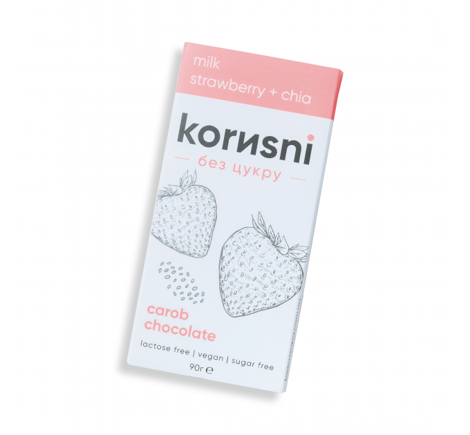 Шоколад KORИSNI на кэробе молочный Клубника-Чиа 90 г