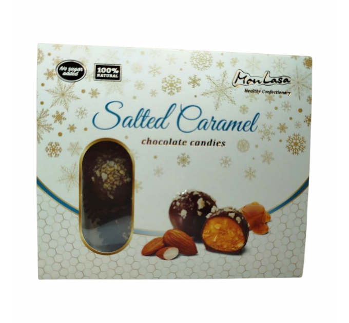 Шоколадні цукерки MonLasa з мигдалем та солоною медовою карамеллю 140 г