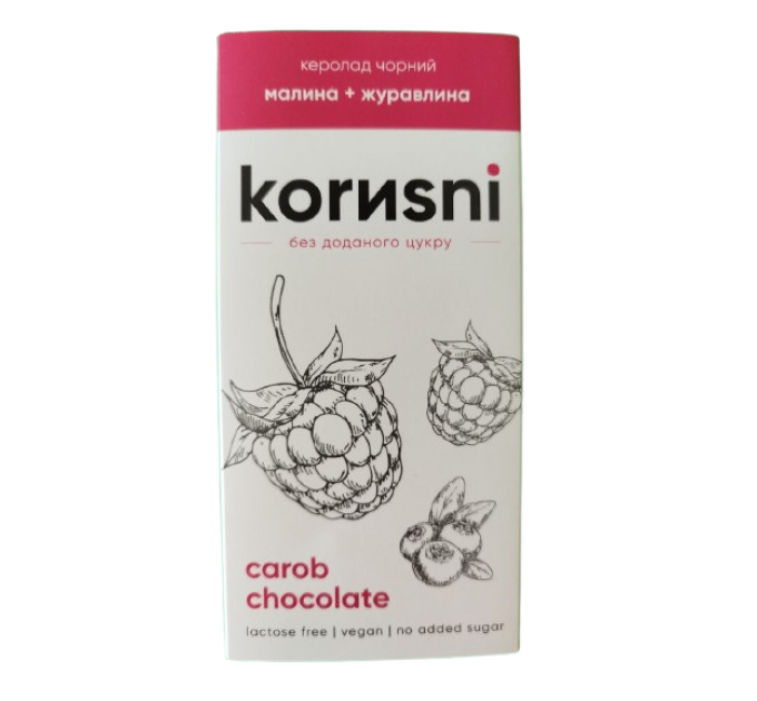 Шоколад KORИSNI керобний чорний Малина-Журавлина 85 г