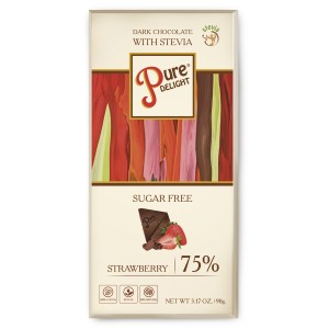 Шоколад чорний Стевіясан Pure Delight 75% із полуницею без цукру 90 г