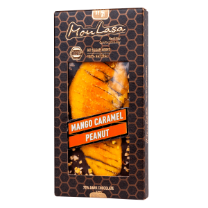 Крафтовый шоколад MonLasa черный 70% с манго и медовой карамелью на меду 80 г