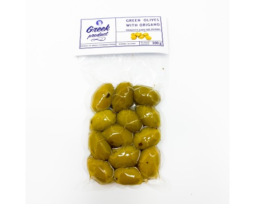 Оливки зеленые с косточкой Greek Product и орегано 100 г