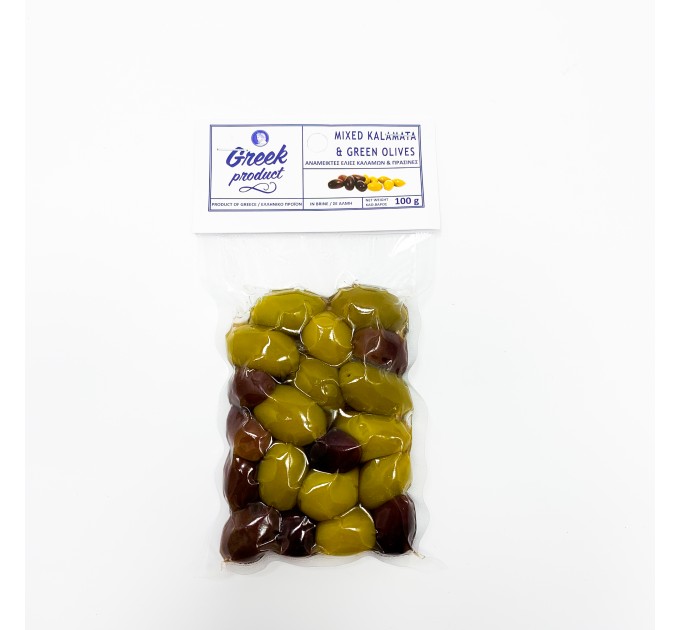 Оливки асорті Каламата та зелені з кісточкою Greek Product 100 г