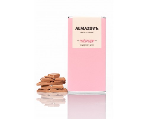 Білий шоколад ALMAZOVЪ з полуницею без цукру 80 г